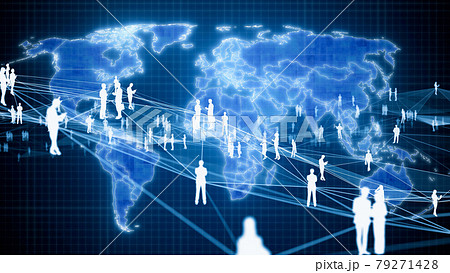 グローバルネットワーク 人のつながり 世界地図 グローバルネットワーク 人のつながり 世界地図 79271428