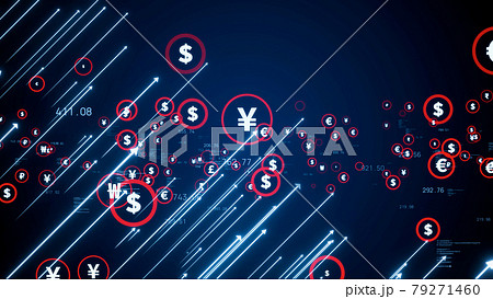 通貨と上昇イメージ　経済成長　インフレーション 79271460