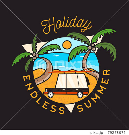 Summer Adventure Sticker Badge Design Surfing のイラスト素材