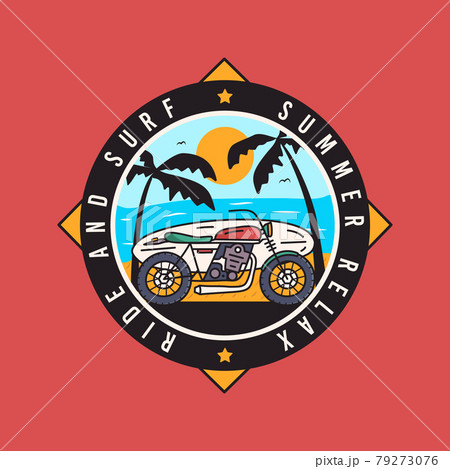 Summer Adventure Sticker Badge Design Surfing のイラスト素材
