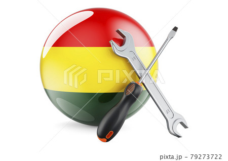 Service and repair in Bolivia concept. Screwdriver and wrench with Bolivian flag, 3D rendering 79273722
