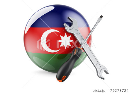 Service and repair in Azerbaijan concept. Screwdriver and wrench with Azerbaijani flag, 3D rendering Service and repair in Azerbaijan concept. Screwdriver and wrench with Azerbaijani flag, 3D rendering 79273724