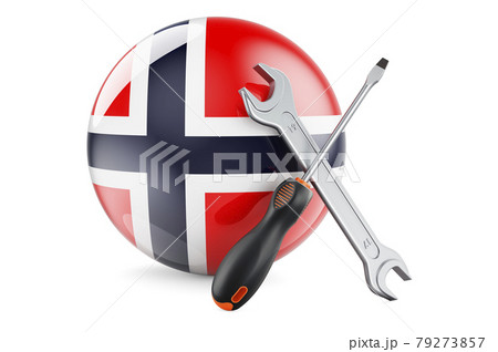 Service and repair in Norway concept. Screwdriver and wrench with Norwegian flag, 3D rendering Service and repair in Norway concept. Screwdriver and wrench with Norwegian flag, 3D rendering 79273857