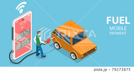 3D Isometric Flat Vector Conceptual Illustration of Fuel Mobile Payment. 79273875