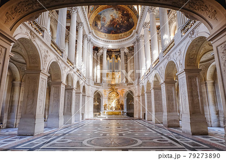 The beautiful view inside of the Royal Chapel of Versailles Palace, France. The beautiful view inside of the Royal Chapel of Versailles Palace, France. 79273890