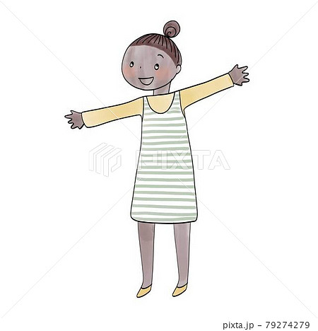 手をひろげる女の子 黒人のイラスト素材
