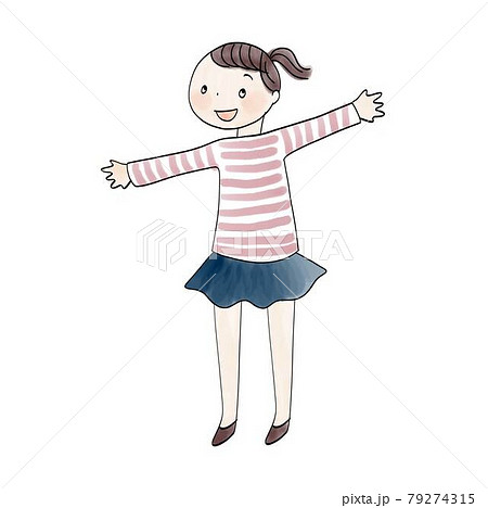手をひろげる女の子 日本人のイラスト素材