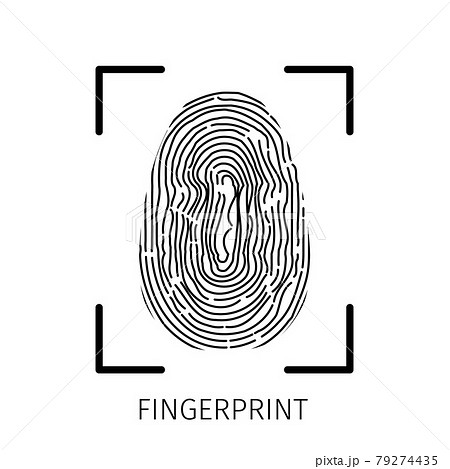 Fingerprint scanner vector icons isolated on write. Biometric technology for person identity. Security access authorization system. Electronic signature. Black finger print. Easy to edit template. 79274435