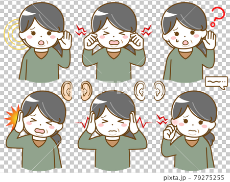 耳に異常がある太った中年女性 79275255