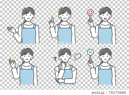 6つのポーズをとるエプロンを着た女性のベクターイラスト素材/主婦/ビジネス 6つのポーズをとるエプロンを着た女性のベクターイラスト素材/主婦/ビジネス 79275666