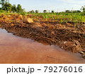 Water retention on the soil surface in agricultural plots after rain.  79276016