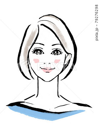 ワンレンボブヘアの女性 79276298