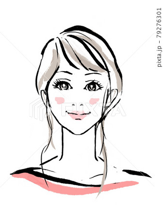 ロングヘアまとめ髪の女性 79276301