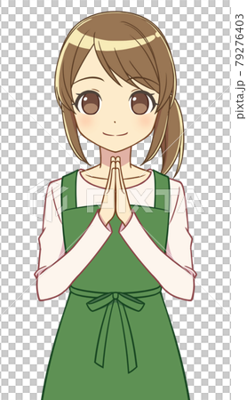 Woman in an apron holding hands 79276403