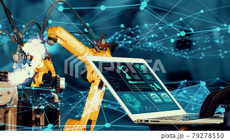 Smart industry robot arms modernization for innovative factory technology 79278550