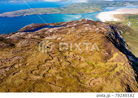 Aerial view of Maghera and Ardara from Slieve Tooey in County Donegal - Ireland 79280582