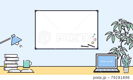 シンプルな線のホワイトボードがあるオフィスの背景_16:9 79281896