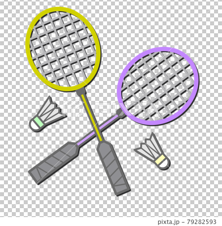 趣味で運動をするバドミントンの道具イラスト 79282593