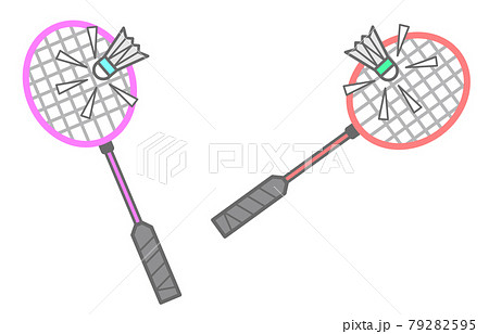 趣味で運動をするバドミントンの道具イラストのイラスト素材