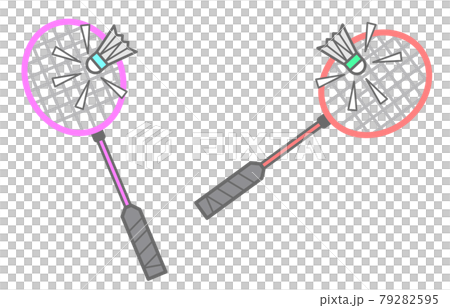 趣味で運動をするバドミントンの道具イラスト 79282595