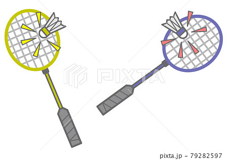 趣味で運動をするバドミントンの道具イラストのイラスト素材