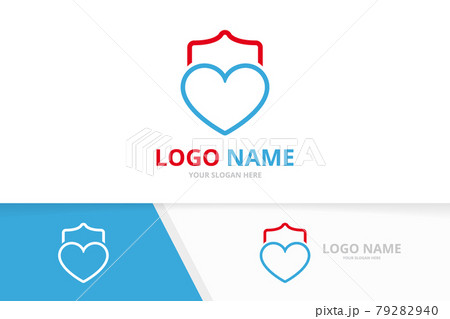 Vector heart and shield logo combination. Safe love logotype design template. 79282940