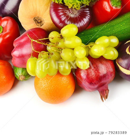 vegetables and fruits isolated on white background. 79283389