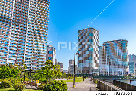 東京都の都市風景 晴海臨海公園 水辺のテラス周辺の風景 東京都の都市風景 晴海臨海公園 水辺のテラス周辺の風景 79283653