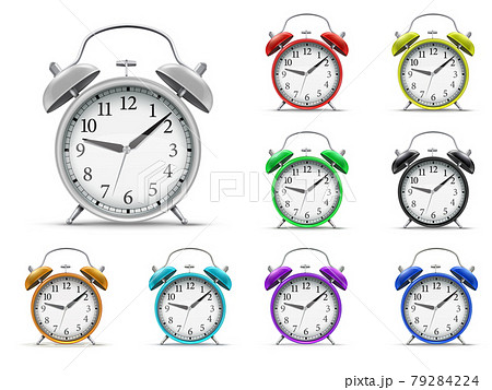 3D realistic home alarm clock set for concept design. 79284224
