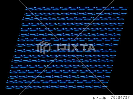 Vintage Blue Neon Wave Background on Black Background 79284737