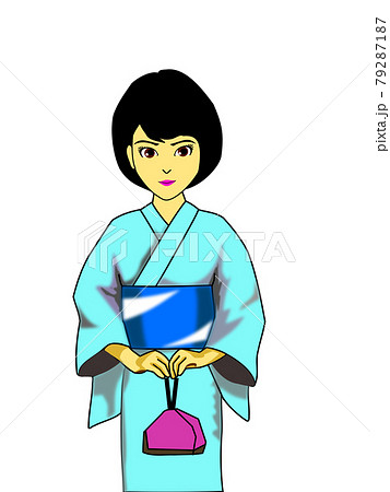 日本女子浴衣のイラスト素材