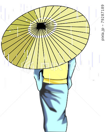 日本女子和傘のイラスト素材