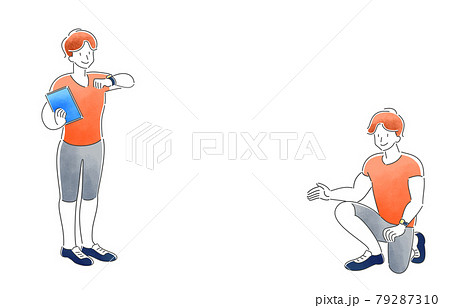 若い男性トレーナー スポーツジムのイラスト素材