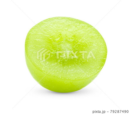 Half of delicious ripe green grape isolated on white background Half of delicious ripe green grape isolated on white background 79287490