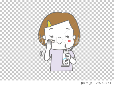 Girl applying sunscreen on her face Girl applying sunscreen on her face 79289764