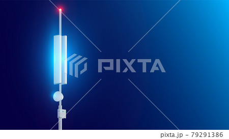 5g antenna on a clear evening sky background. Mobile communication tower. Telecommunication cellular transmission tower. Wireless internet network technology. 5g antenna on a clear evening sky background. Mobile communication tower. Telecommunication cellular transmission tower. Wireless internet network technology. 79291386