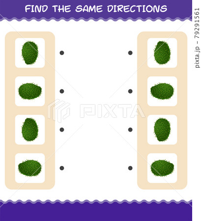 Match the same directions of soursop. Matching game. Educational game for pre shool years kids and toddlers Match the same directions of soursop. Matching game. Educational game for pre shool years kids and toddlers 79291561