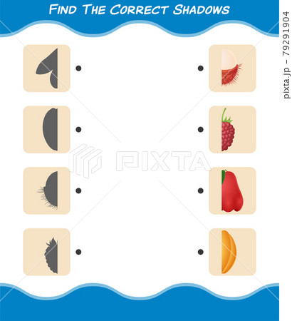 Find the correct shadows of cartoon fruits. Searching and Matching game. Educational game for pre shool years kids and toddlers Find the correct shadows of cartoon fruits. Searching and Matching game. Educational game for pre shool years kids and toddlers 79291904