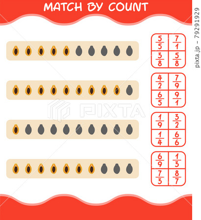 Match by count of cartoon papaya. Match and count game. Educational game for pre shool years kids and toddlers 79291929