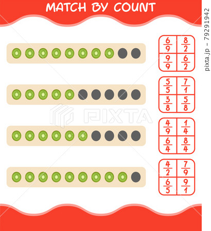 Match by count of cartoon kiwi. Match and count game. Educational game for pre shool years kids and toddlers Match by count of cartoon kiwi. Match and count game. Educational game for pre shool years kids and toddlers 79291942