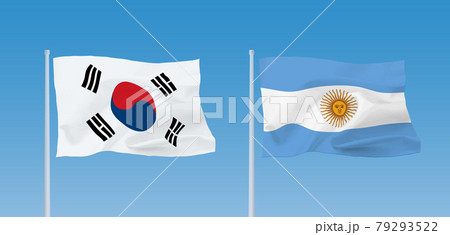 アルゼンチンと韓国の国旗のイラスト素材
