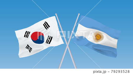 アルゼンチンと韓国の国旗のイラスト素材