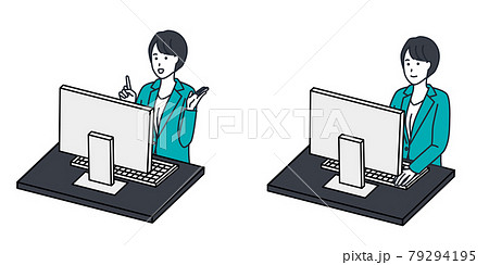 Woman working on a computer 79294195