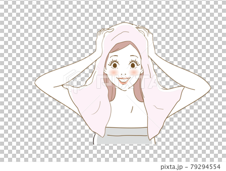 婦女用毛巾擦頭髮 79294554