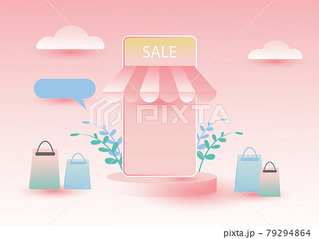 Online shopping concept on the pink background Online shopping concept on the pink background 79294864