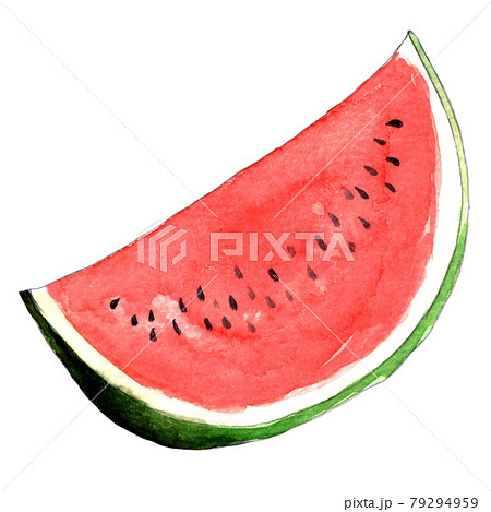 大きめのカットすいか 水彩 イラストのイラスト素材