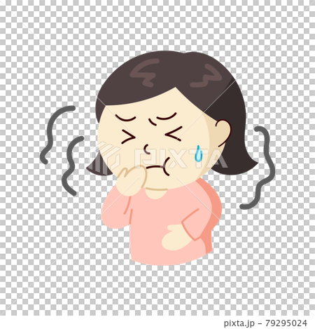 一個感覺不舒服並且可能會嘔吐的女人 一個感覺不舒服並且可能會嘔吐的女人 79295024