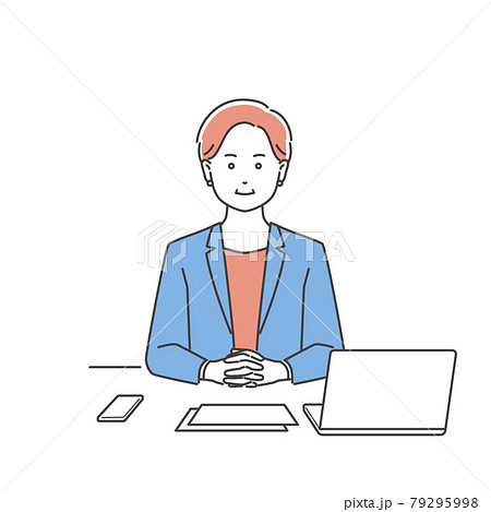ビジネスパーソン　女性　正面　3色 79295998