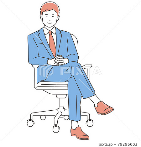 ビジネスパーソン 椅子に座る男性 正面 3色のイラスト素材