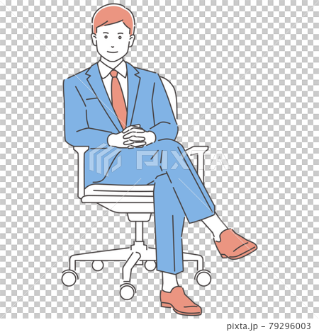 商務人士，男性坐在椅子上，正面 3 種顏色 79296003